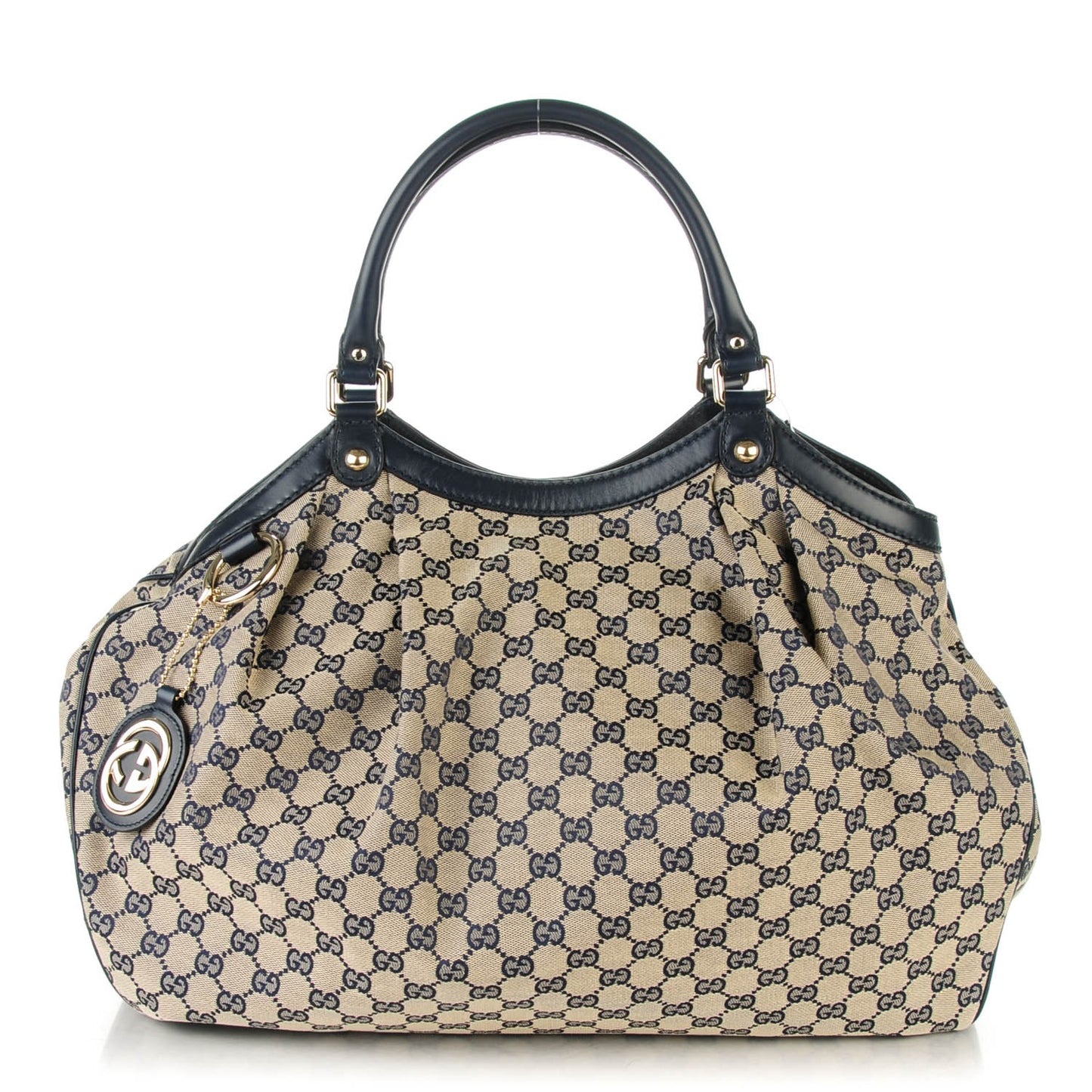 Monogram Calfskin Large Sukey Tote Beige Blue