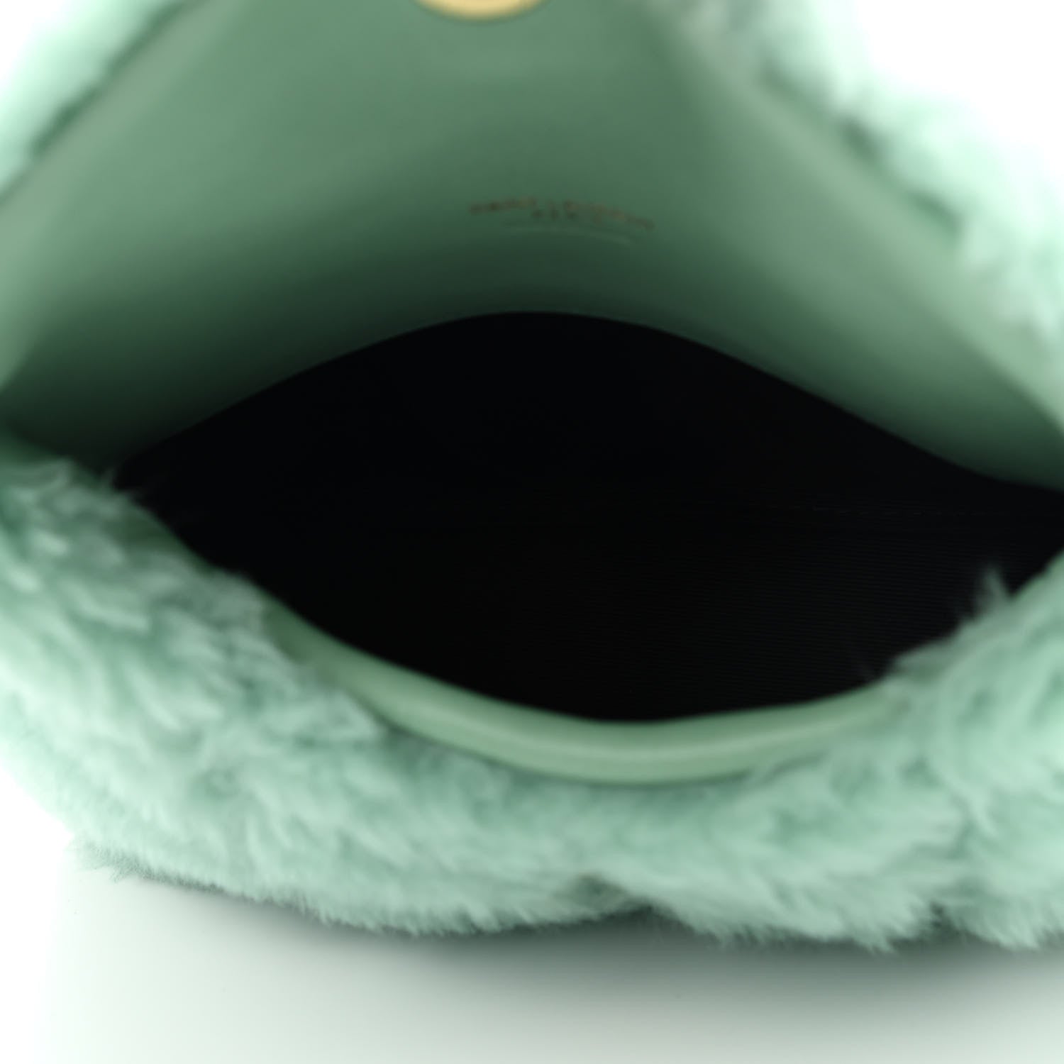 Saint Laurent Shearling Quilted Monogram Loulou Puffer Pouch Clutch Iced Mint 6 of 8