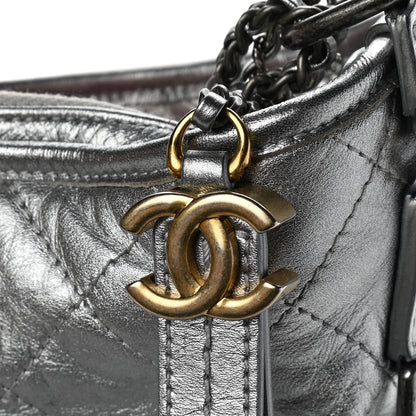 Chanel Metallic Aged Calfskin Quilted Medium Gabrielle Silver 7 of 13