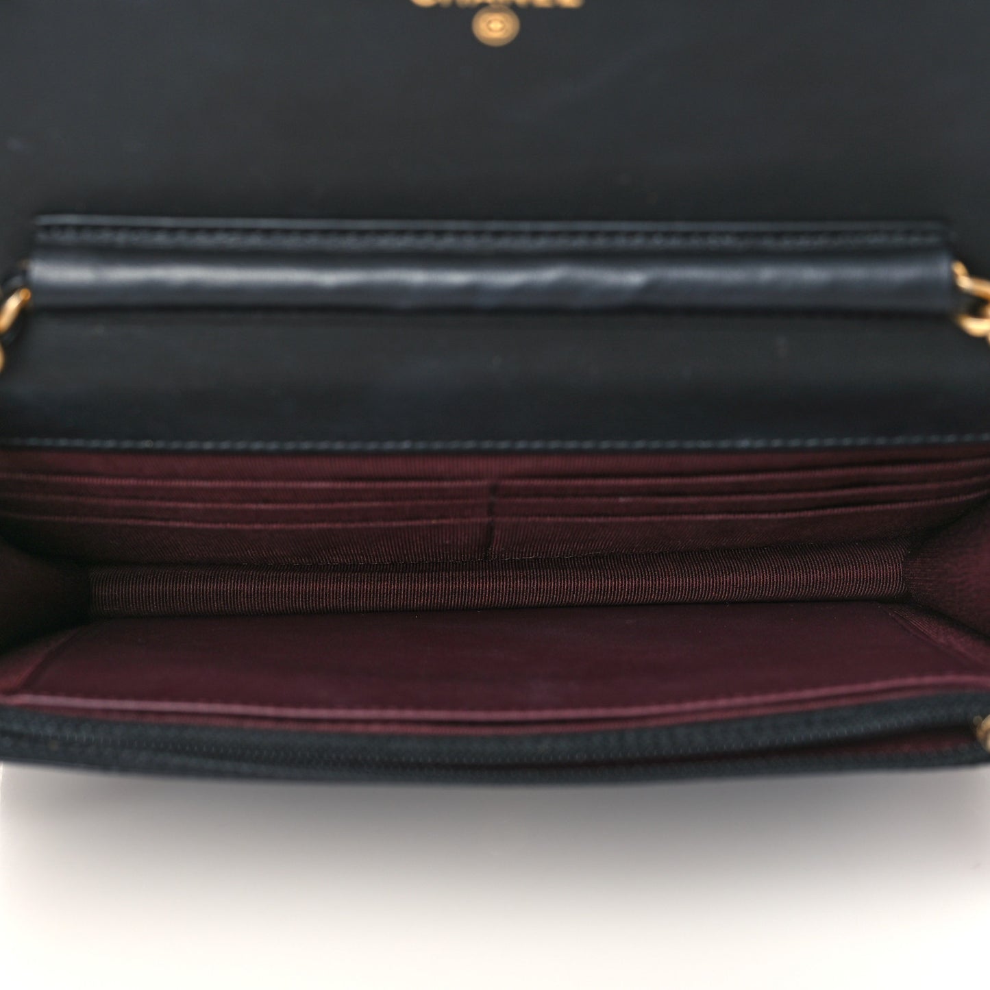 Aged Calfskin Quilted Lucky Charms 2.55 Reissue Wallet On Chain WOC Black