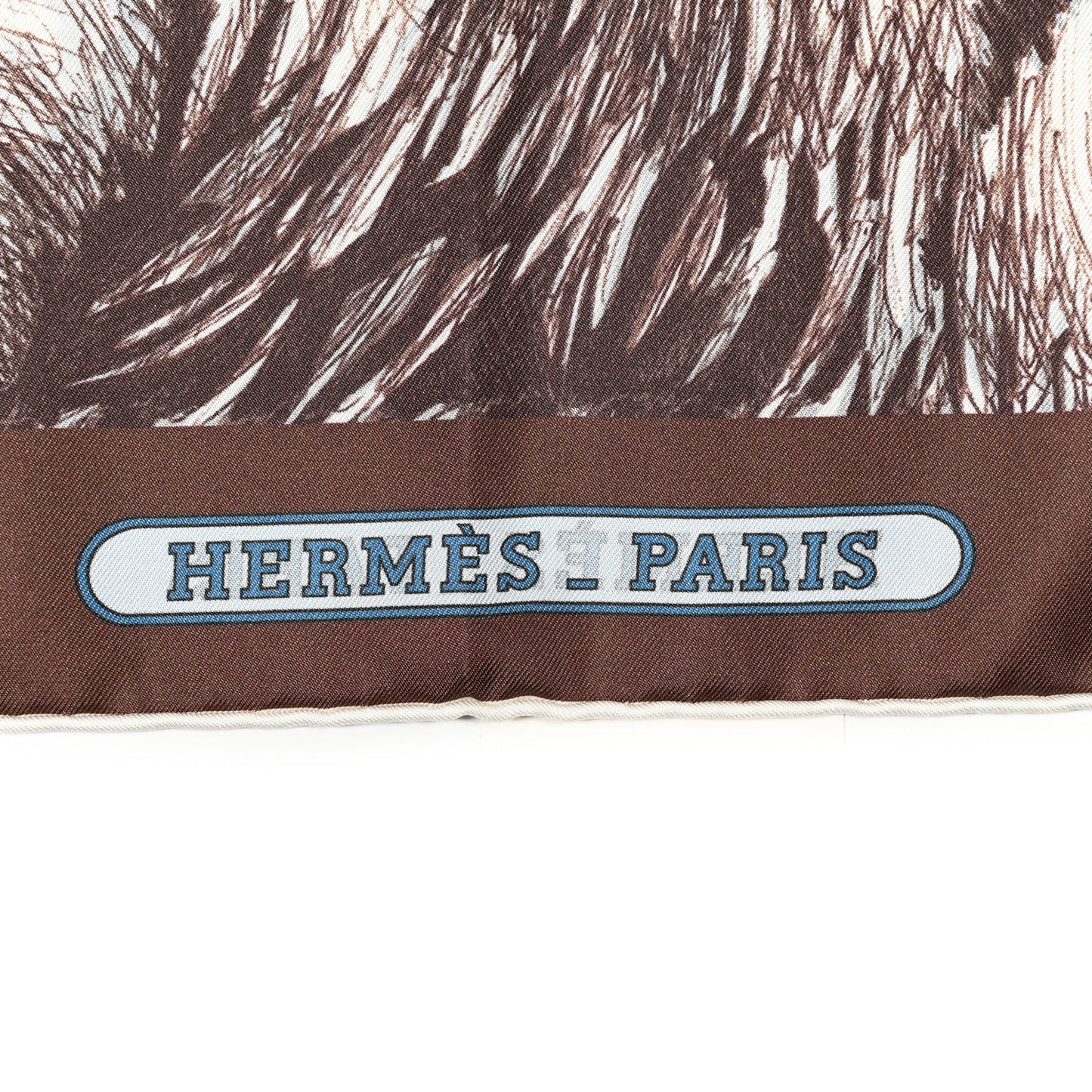 Silk Double Face Tigre Royal Scarf 90 Marron White Multi