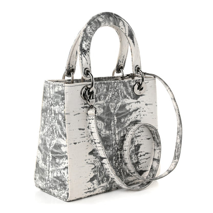 Christian Dior Lizard Medium Lady Dior White Black 3 of 13