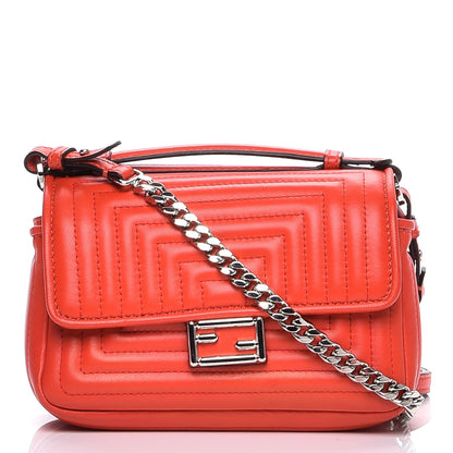 Fendi Shiny Nappa Trapuntata Micro Double Baguette Papavero 1 of 9