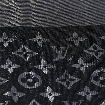 Louis Vuitton Silk Lurex Wool Monogram Shine Shawl Black 8 of 10