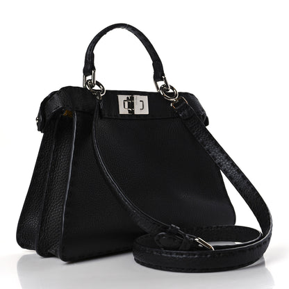 Fendi Cuoio Romano Selleria Chamois Small Peekaboo I SEE U Satchel Black Camel Sunflower 2 of 9