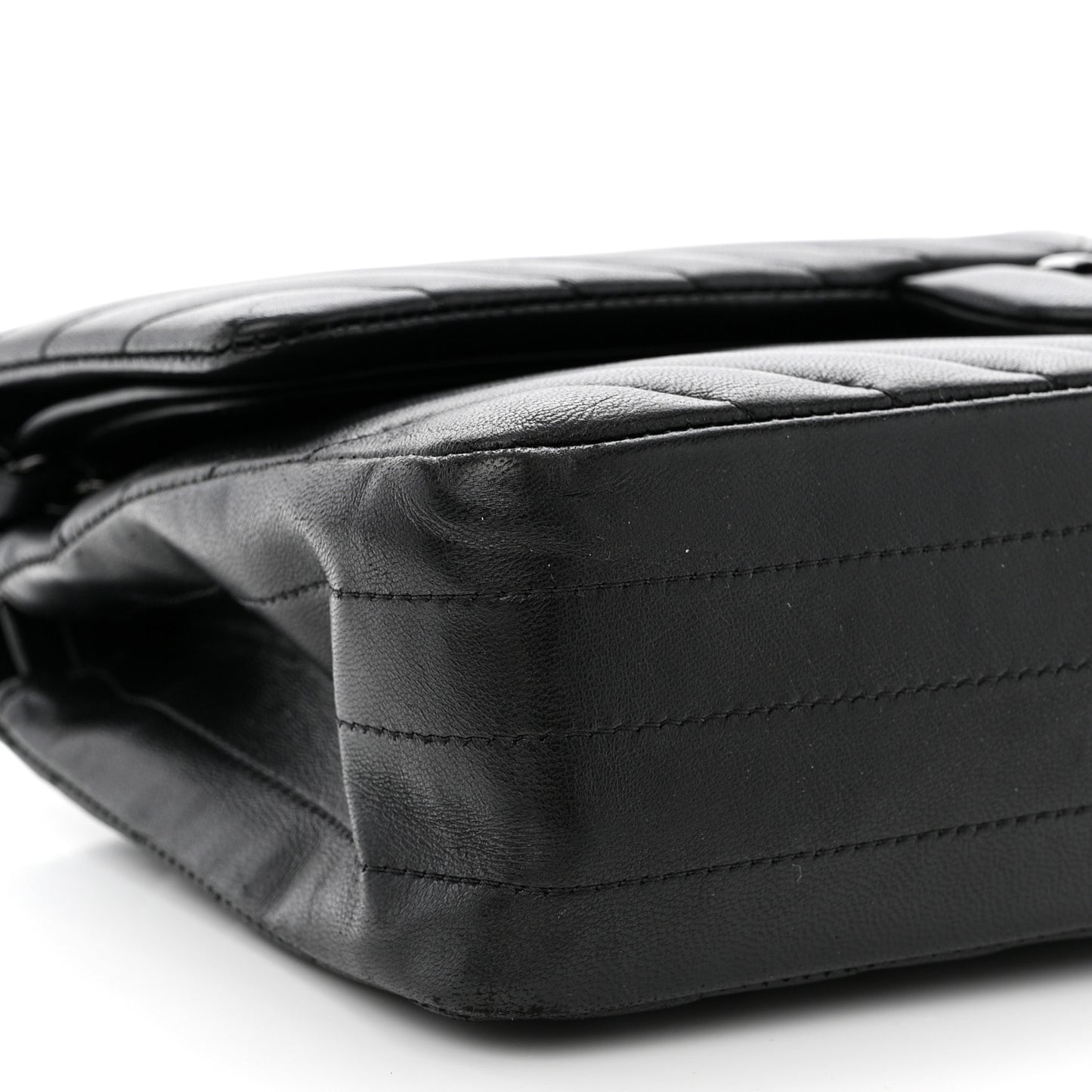 Lambskin Chevron Quilted Medium Double Flap So Black