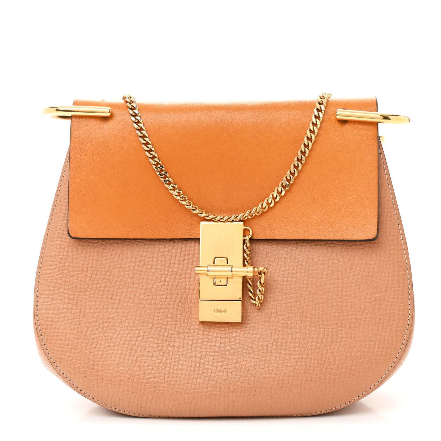 Grained Calfskin Lambskin Medium Bi-Color Drew Shoulder Bag Wet Sand Sunflower