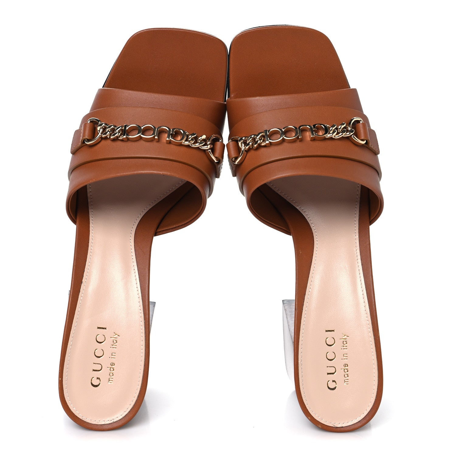 Gucci Calfskin Signoria 75mm Slide Sandals 38.5 Brown 2 of 9