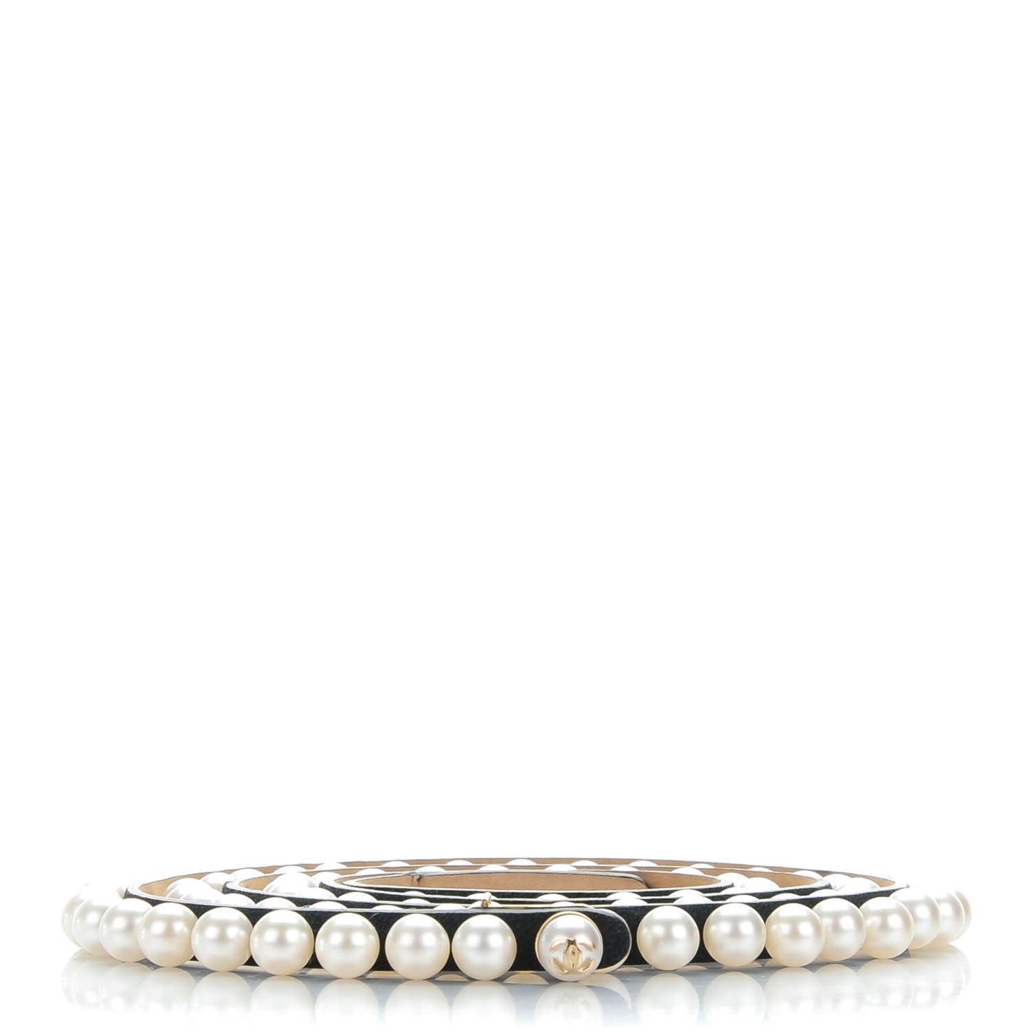 Chanel Calfskin Pearl CC Belt 95 38 Black 1 of 9