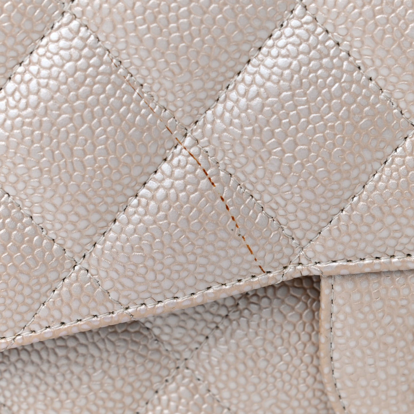 Iridescent Caviar Quilted Jumbo Double Flap Beige