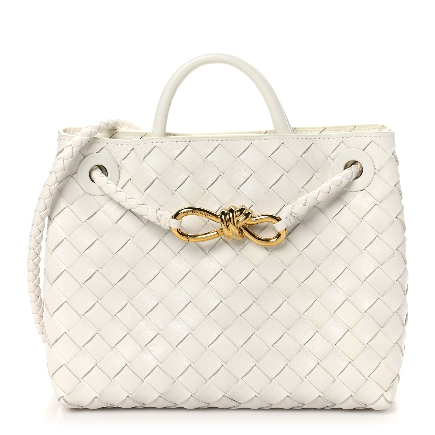 Nappa Intrecciato Small Andiamo Shoulder Bag White