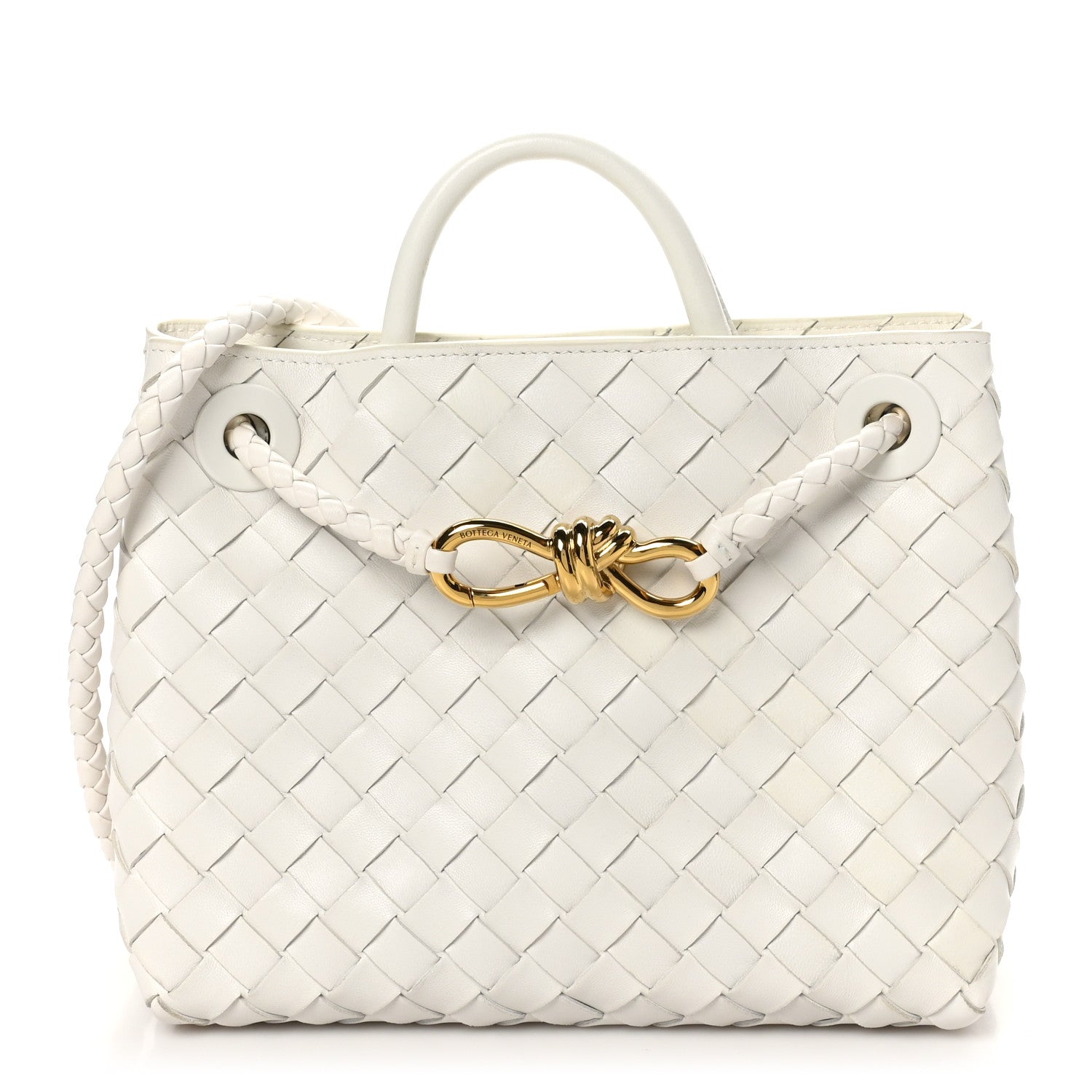 Bottega Veneta Nappa Intrecciato Small Andiamo Shoulder Bag White 1 of 9