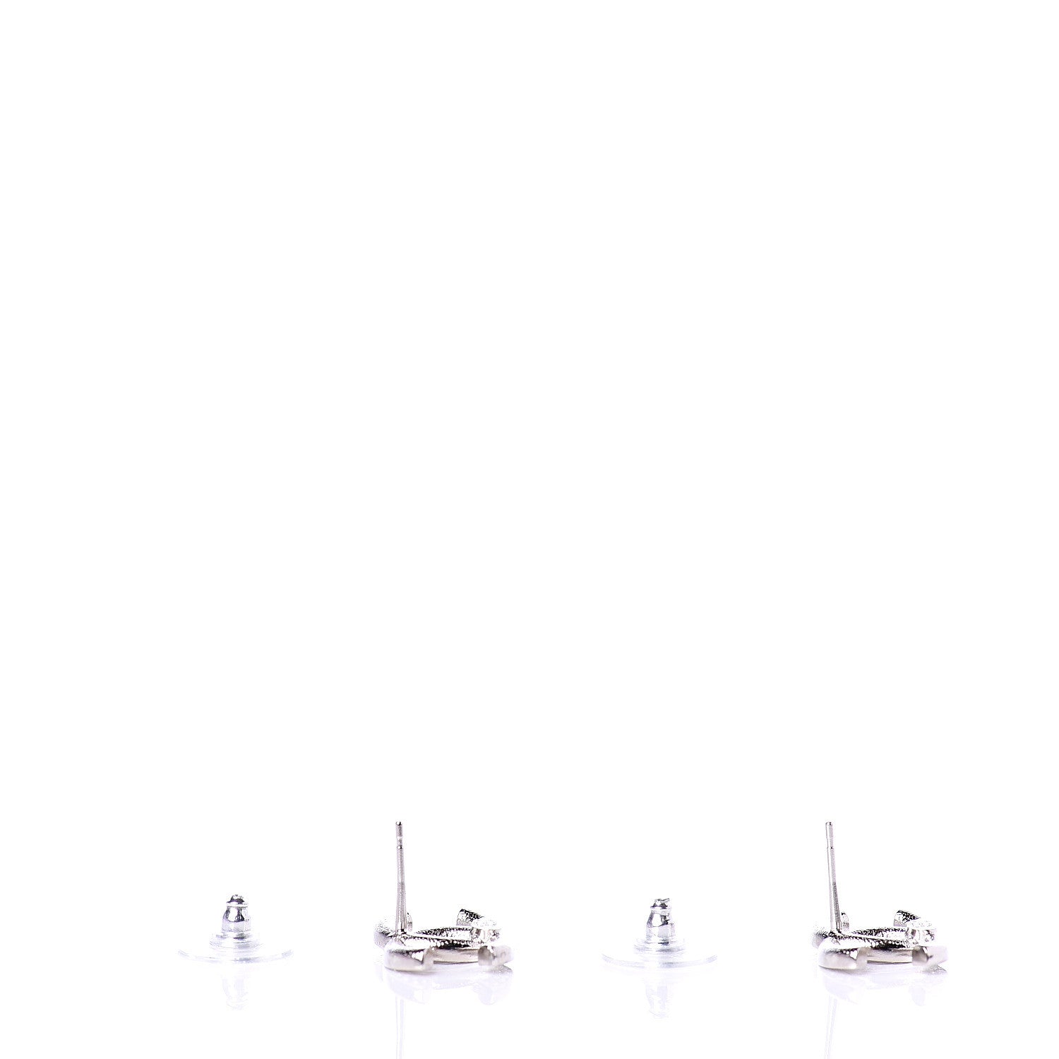 Chanel Crystal CC Earrings Silver 3 of 5