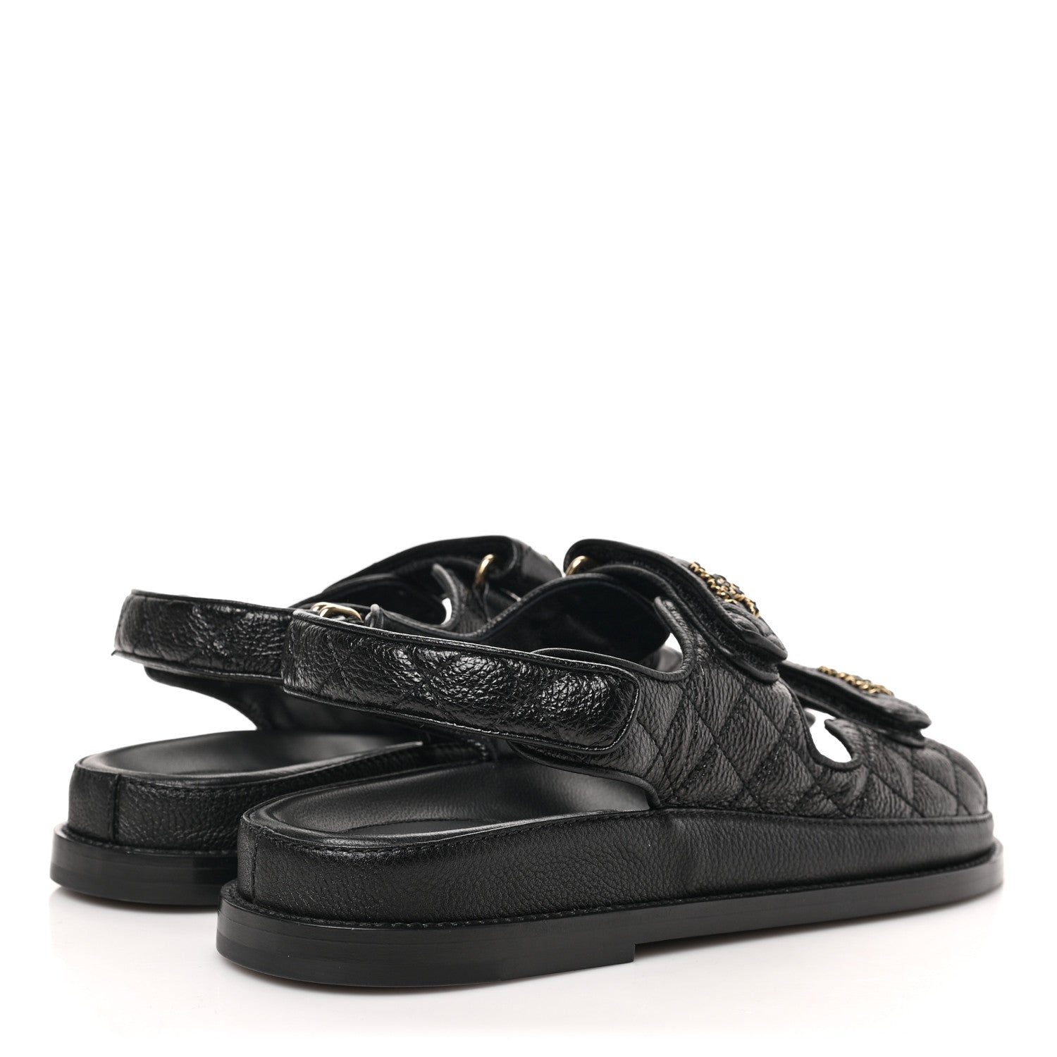 Chanel Grained Calfskin Velcro Dad Sandals 39 Black 3 of 9