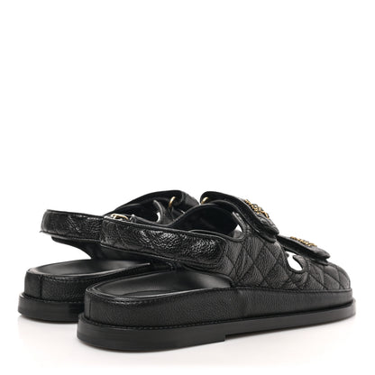 Chanel Grained Calfskin Velcro Dad Sandals 39 Black 3 of 9