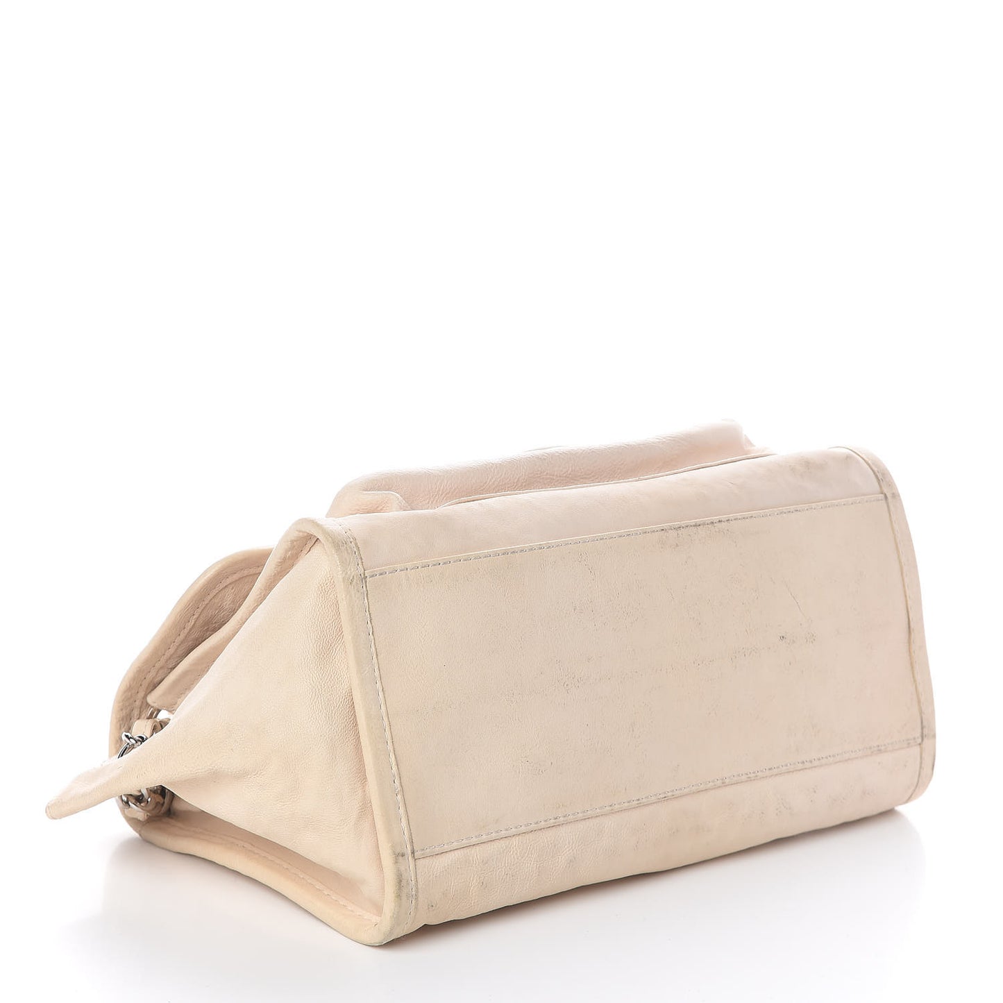 Calfskin Quilted Flap Shoulder Bag Light Beige