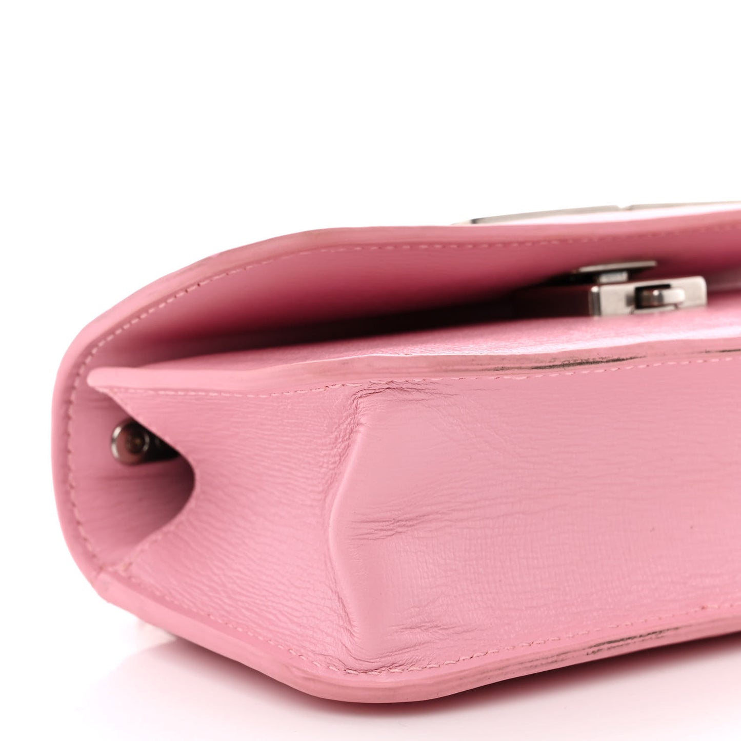 Calfskin Stripe Embossed Gossip Chain Bag XS Candy Pink