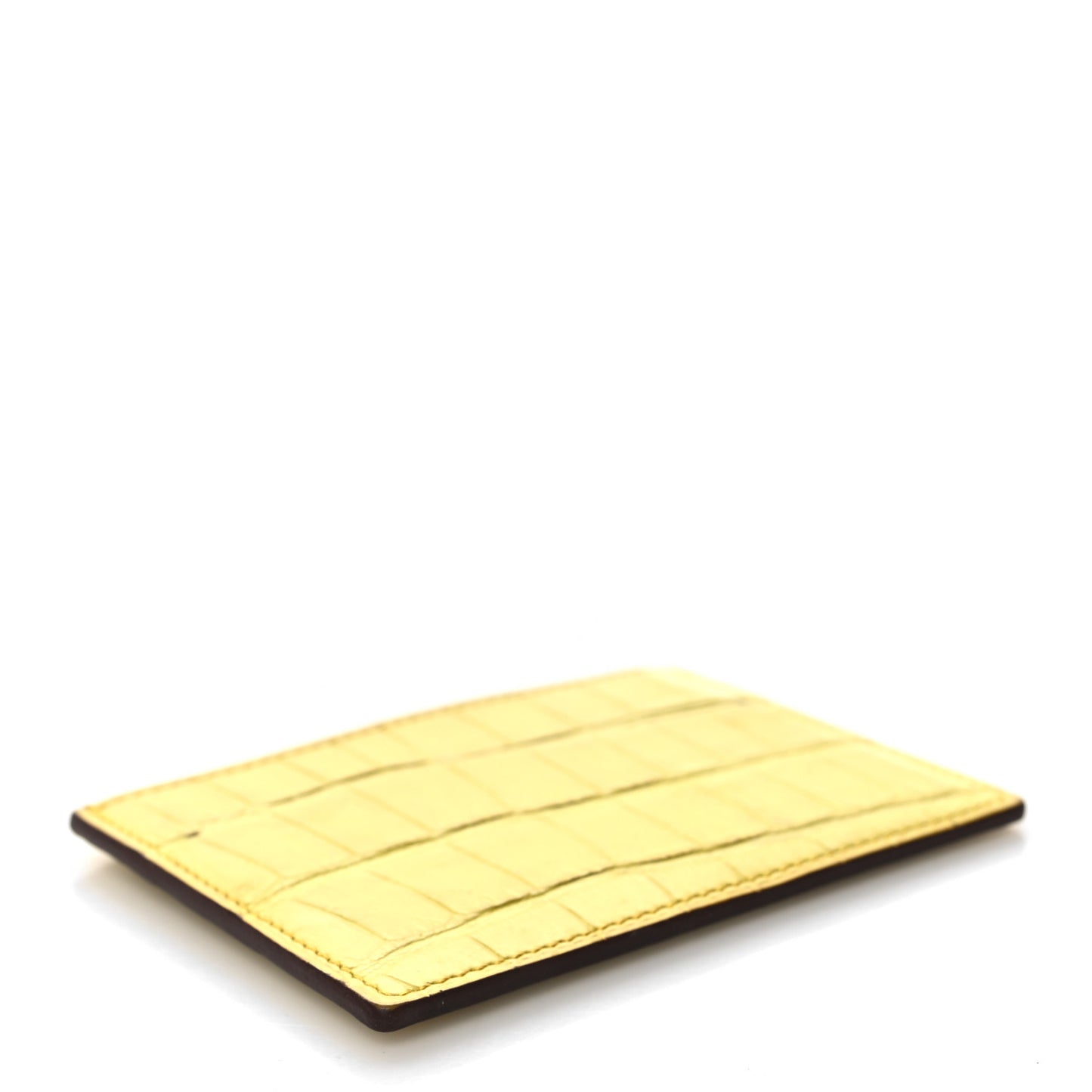 Matte Alligator Petit H Card Case Mimosa
