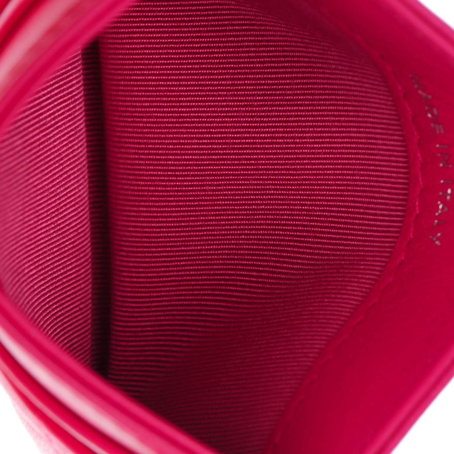 Lambskin Quilted Card Holder Fuchsia
