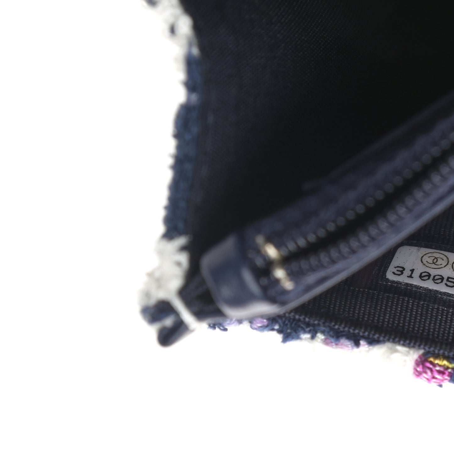 Tweed Quilted Chanel 19 Wallet On Chain WOC Ecru Navy Blue Multicolor