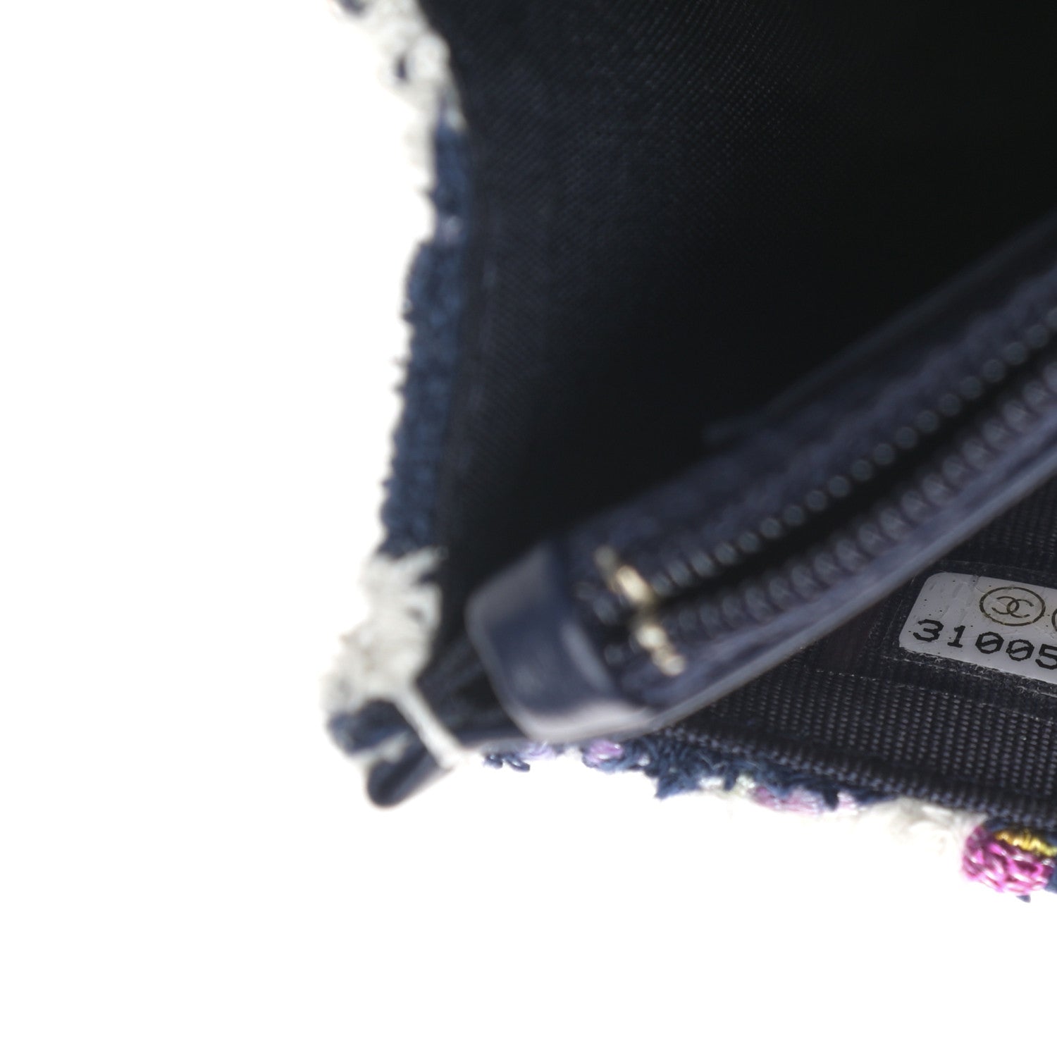 Chanel Tweed Quilted Chanel 19 Wallet On Chain WOC Ecru Navy Blue Multicolor 7 of 10