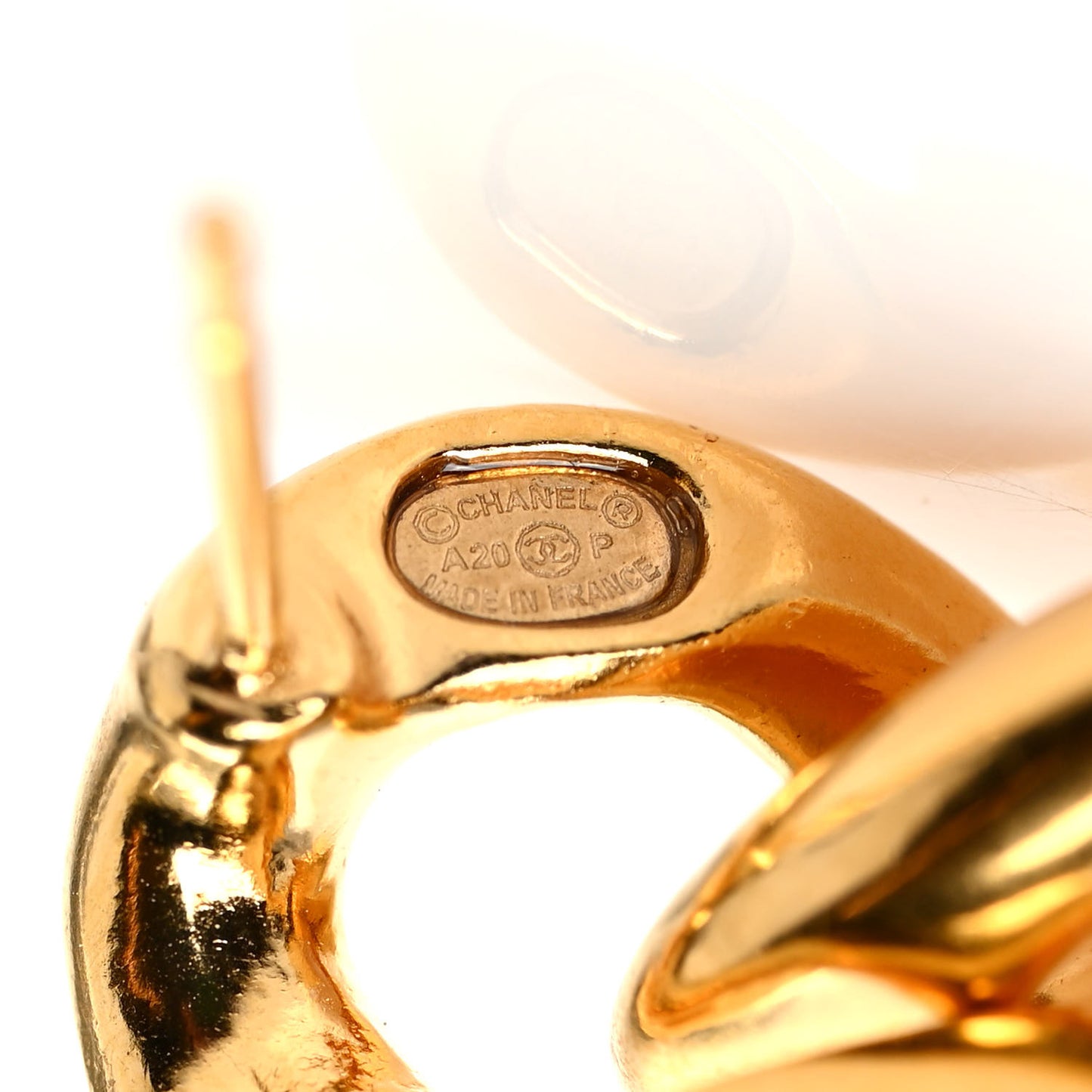 Metal CC Pick Drop Earrings Gold