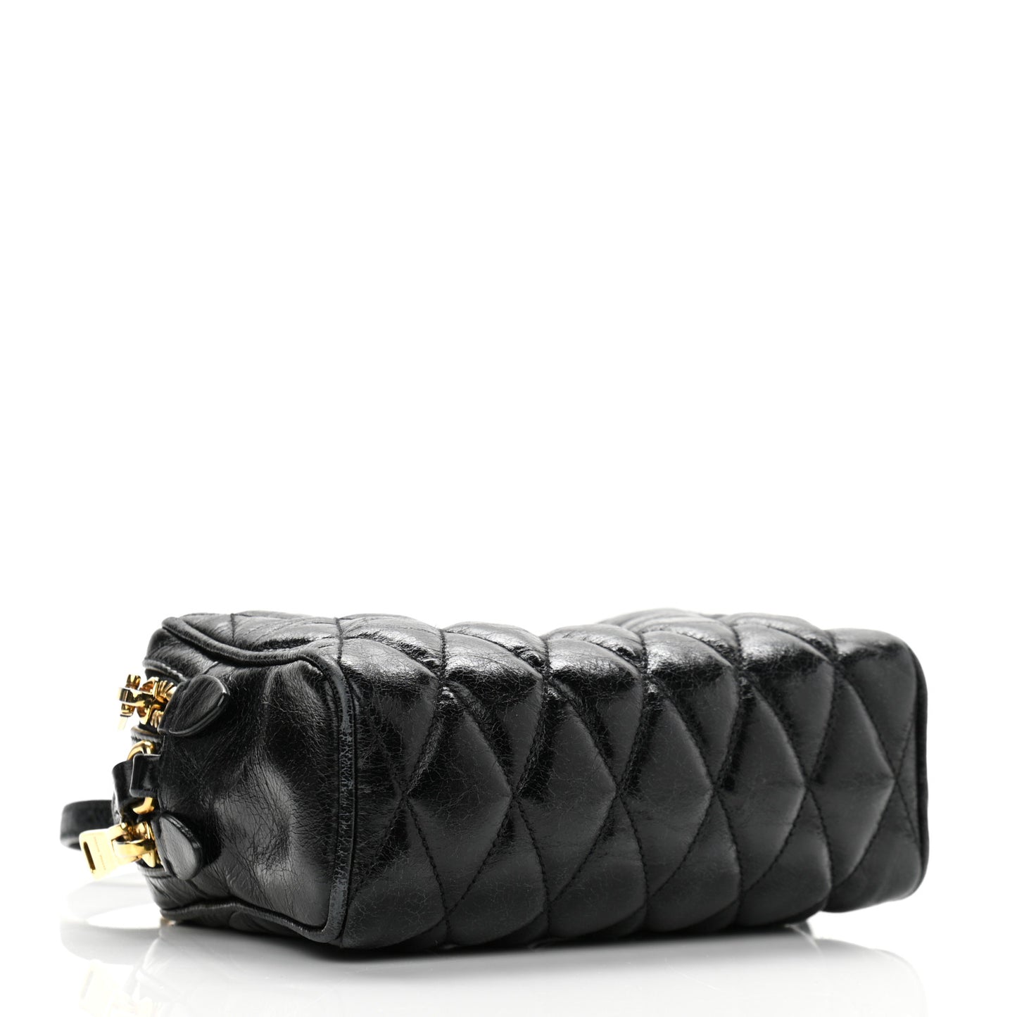 Vitello Shine Quilted Camera Bag Black