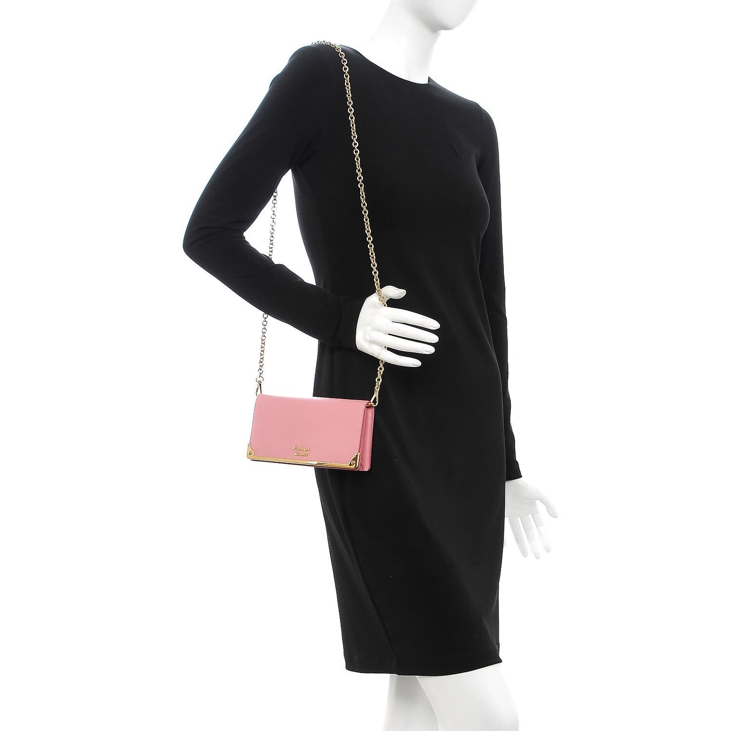 Saffiano Cahier Chain Wallet Petalo