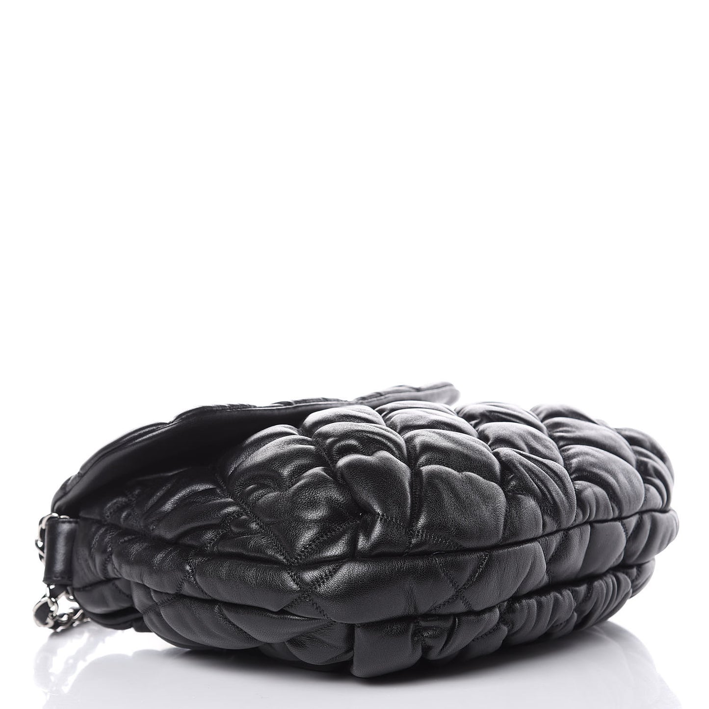 Lambskin Bubble Quilt Flap Bag Black