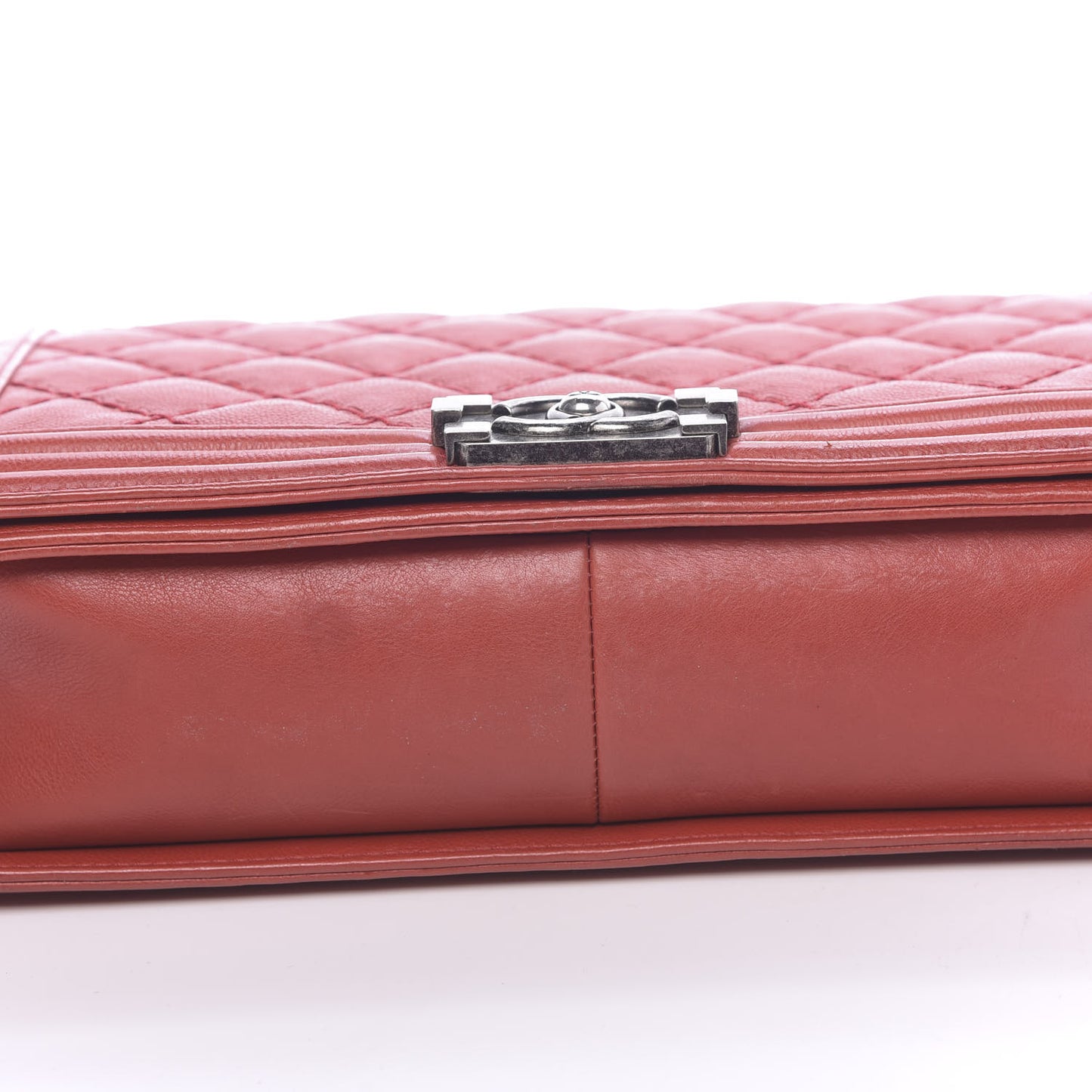 Calfskin Quilted Double Stitch New Medium Boy Flap Red