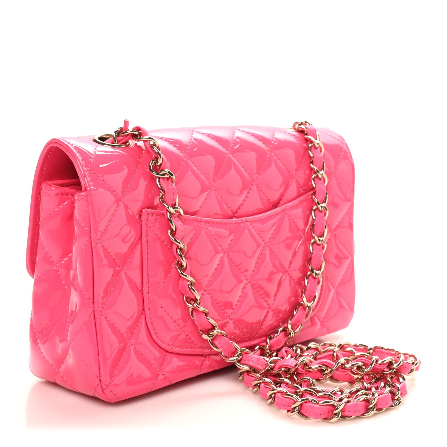 Chanel Patent Calfskin Quilted Mini Rectangular Flap Pink 3 of 10