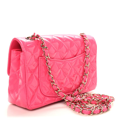 Chanel Patent Calfskin Quilted Mini Rectangular Flap Pink 3 of 10