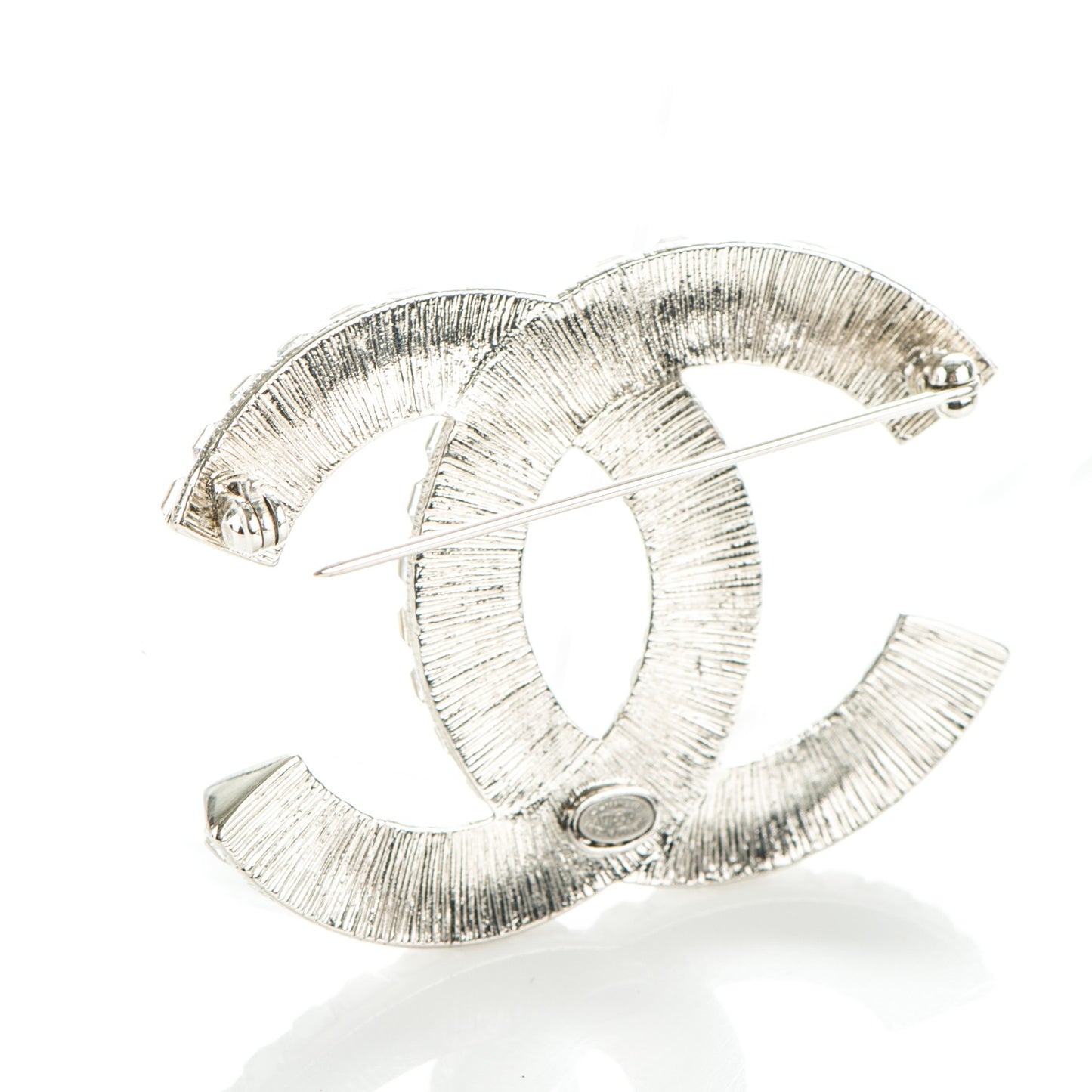Baguette Crystal CC Brooch Silver