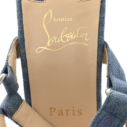 Christian Louboutin Denim Cataclou 120 Wedge Sandals 39 Blue 7 of 10