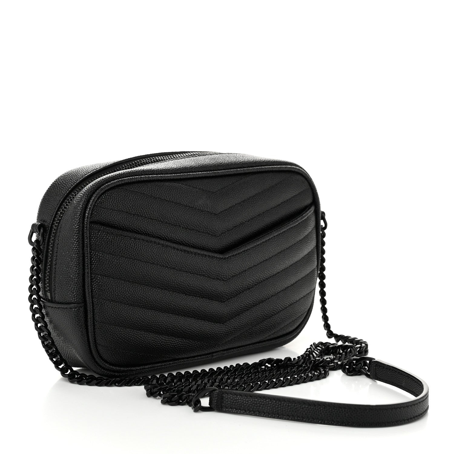 Saint Laurent Grain De Poudre Matelasse Monochrome Monogram Mini Lou Camera Bag Black 3 of 10