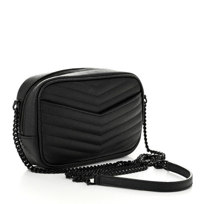 Saint Laurent Grain De Poudre Matelasse Monochrome Monogram Mini Lou Camera Bag Black 3 of 10