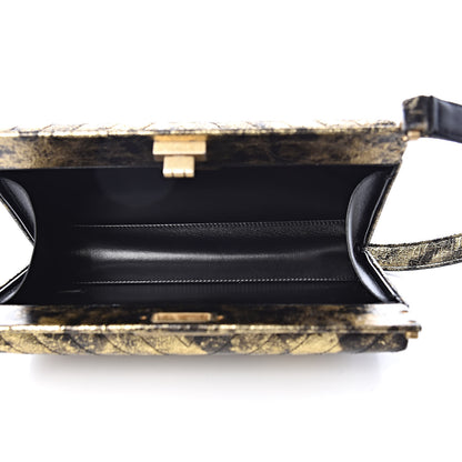 Chanel Metallic Crumpled Goatskin Chevron Quilted Reissue Clutch Bag Black Gold 7 of 10