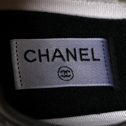 Chanel Calfskin Suede CC Womens Sneakers 41 Black White 8 of 10