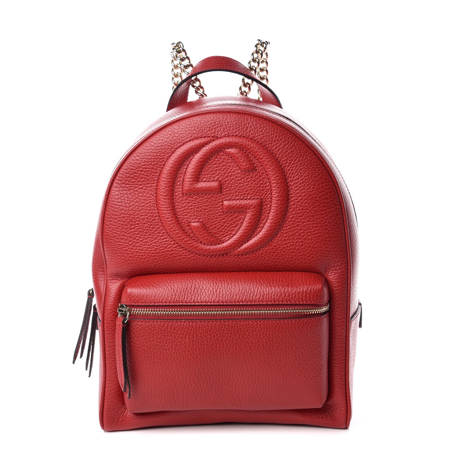 Gucci Pebbled Calfskin Soho Chain Backpack Red 1 of 9