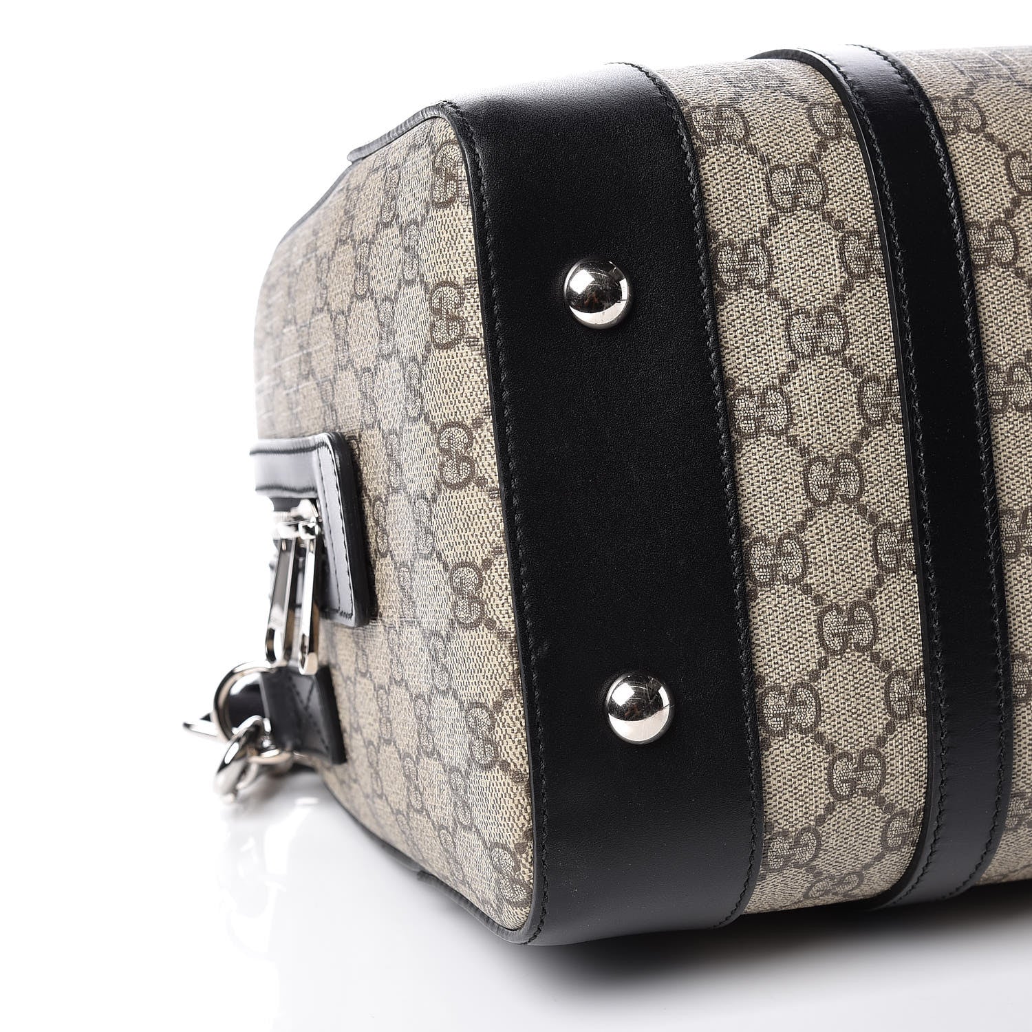 Gucci GG Supreme Monogram Medium Duffle Beige Ebony Black 10 of 14