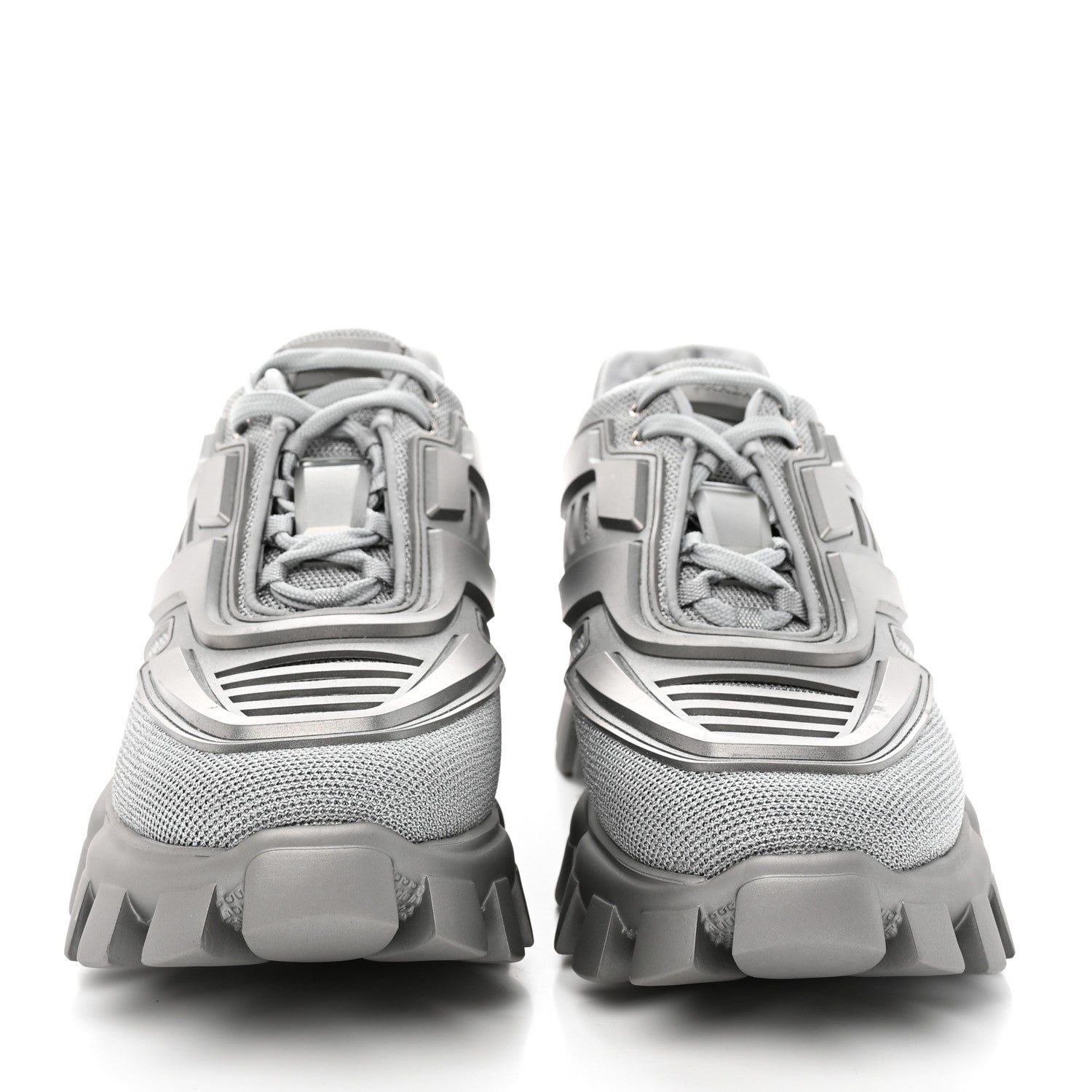 Prada Rubber Technical Knit Fabric Cloudbust Thunder Sneakers 40 Argento 2 of 17