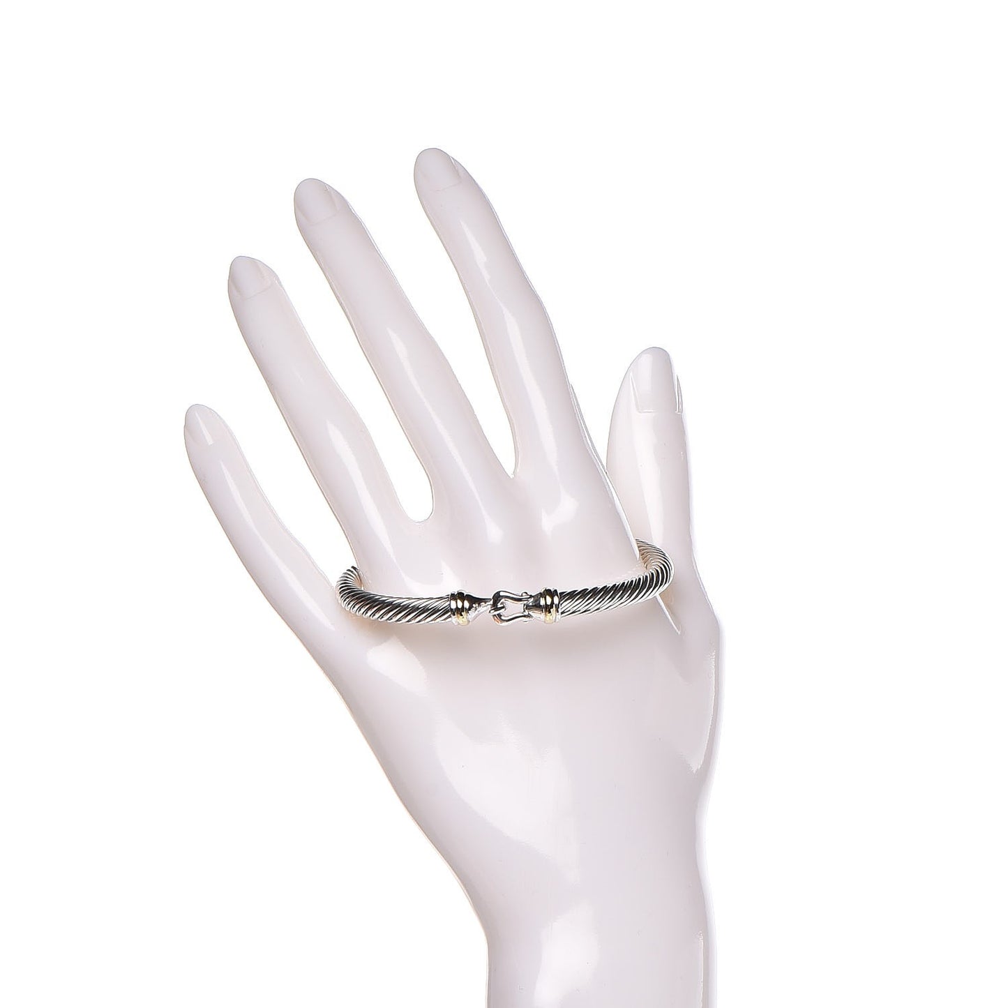 Sterling Silver 18K Yellow Gold 5mm Cable Classic Buckle Bracelet