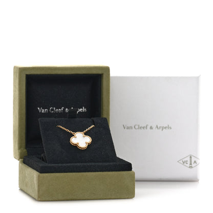Van Cleef & Arpels 18K Yellow Gold Mother of Pearl Vintage Alhambra Pendant Necklace 5 of 5