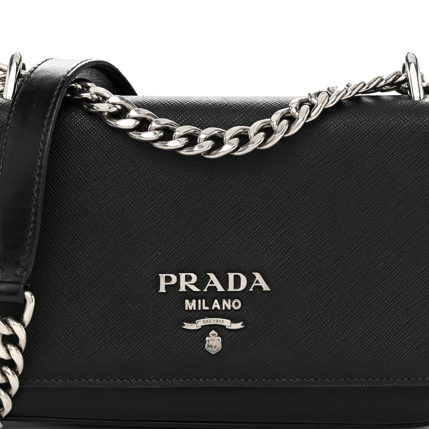 Saffiano Chain Shoulder Bag Black