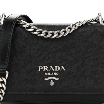 Prada Saffiano Chain Shoulder Bag Black 7 of 9