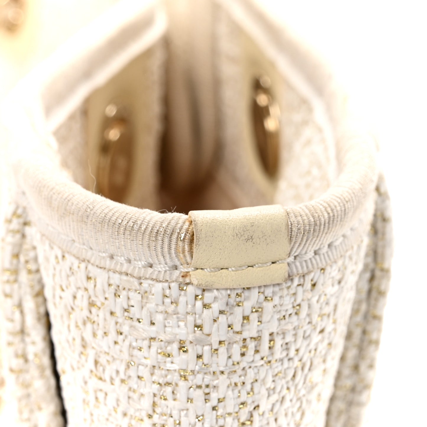 Lurex Boucle Small Deauville Tote Ivory