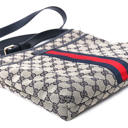 Gucci GG Supreme Monogram Web Flat Messenger Bag Navy 11 of 12