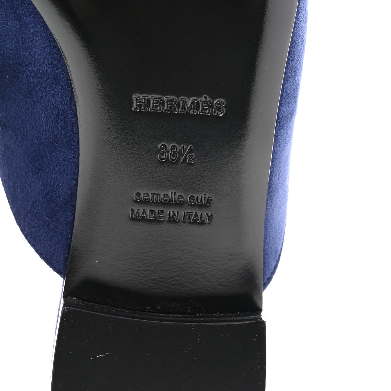 Hermes Suede Goatskin Trocadero Mule 38.5 Bleu Diplomatique 8 of 11