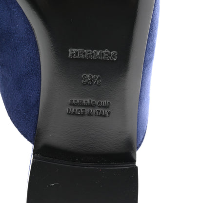 Hermes Suede Goatskin Trocadero Mule 38.5 Bleu Diplomatique 8 of 11