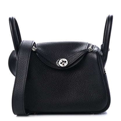 Hermes Taurillon Clemence Mini Lindy 20 Black 1 of 9